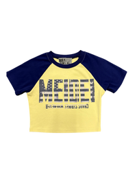 Pastel Yellow & Navy Blue Star spangled MEIDEI Crop Top